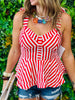 Red Striped Peplum Top (Reg.)