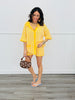 Yellow/White Stripe Crochet Sweater Shorts (Reg.)