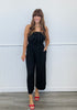 Black Strapless Front Tie Jumpsuit (Reg.)