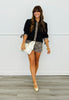 Black/Leopard Cassidy Tie Sleeve Top (Reg. and Plus)