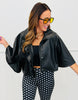 Black Faux Leather Poncho Jacket (Reg.)