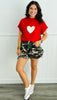 Red Heart Short Sleeve Sweater Top (Reg.)