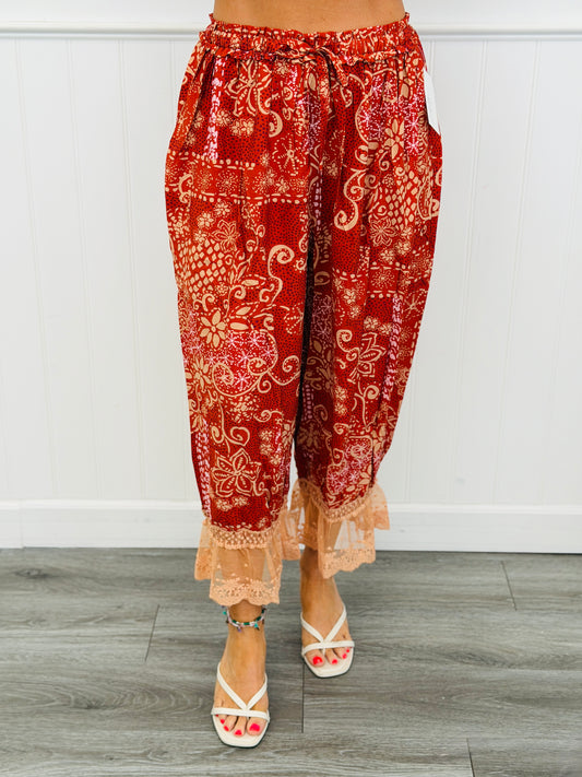 Rust Multi Boho Print Bloomer Pants (Reg. and Plus)