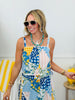 Blue Sleeveless Lace Trim Boxy Top (Reg.)