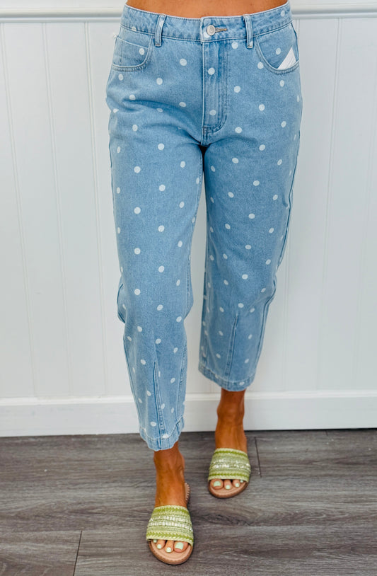 Denim Polka Dot Ankle Pants (Reg.)