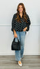 Black & White Polka Dot Button Front Blouse (Reg.)