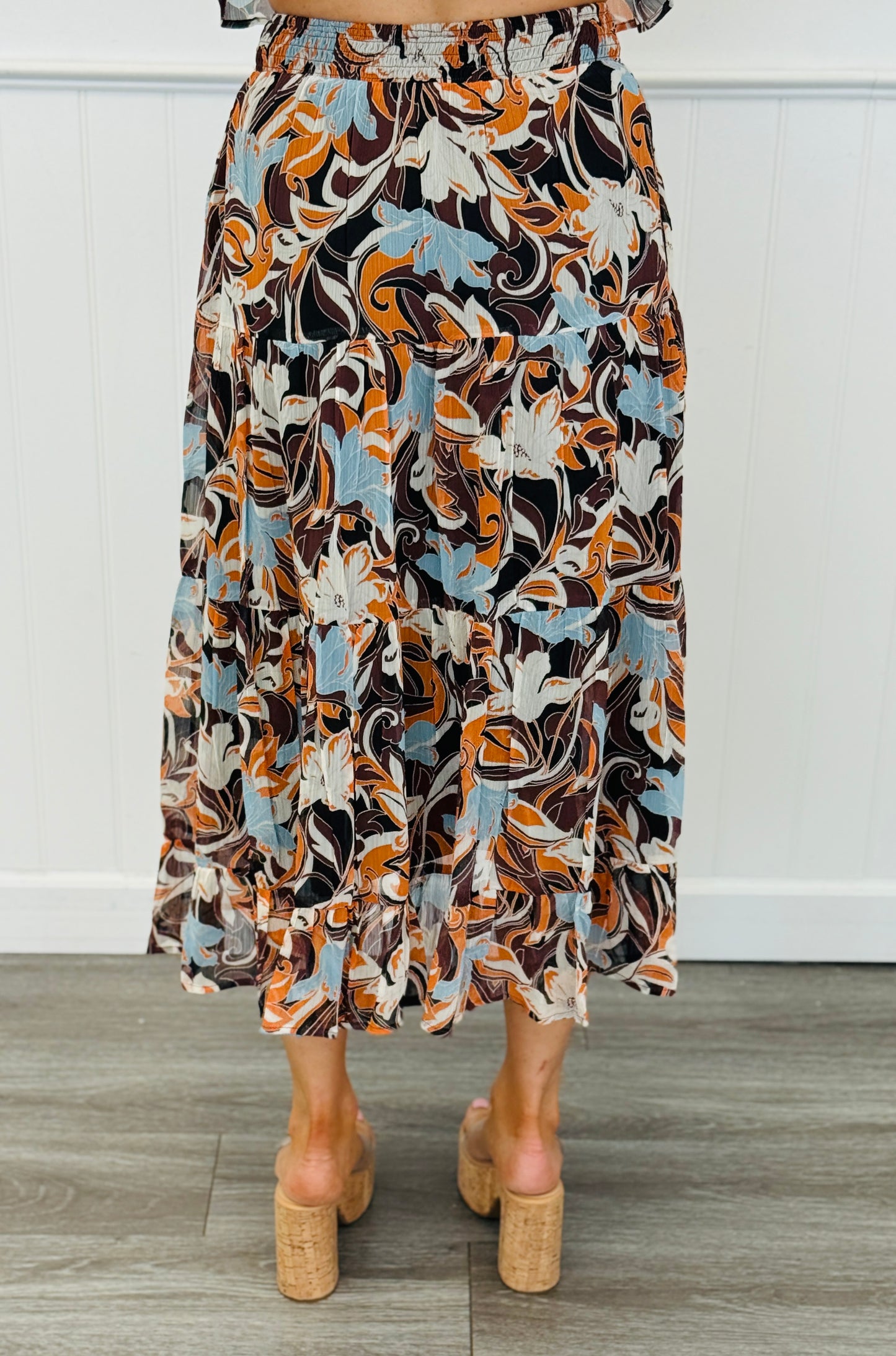 Black Multi Off Shoulder Top & Maxi Skirt Set (Reg.)
