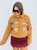 Taupe Camp Patch Sherpa Zip Up Jacket (Reg & Plus)