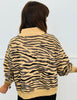 Queen Of Sparkles Tan Sequin Tiger Print Card Logo Sweatshirt (Reg. and Plus)