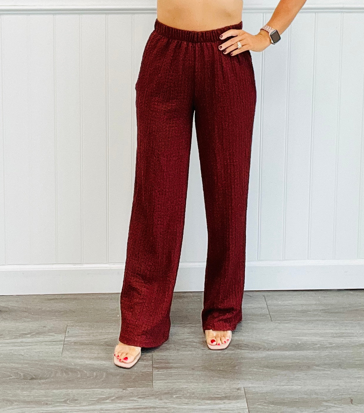 Textured Wide Leg Pants (Reg & Plus)