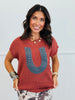 Terra Cotta Horseshoe Graphic Sweater Top (Reg.)