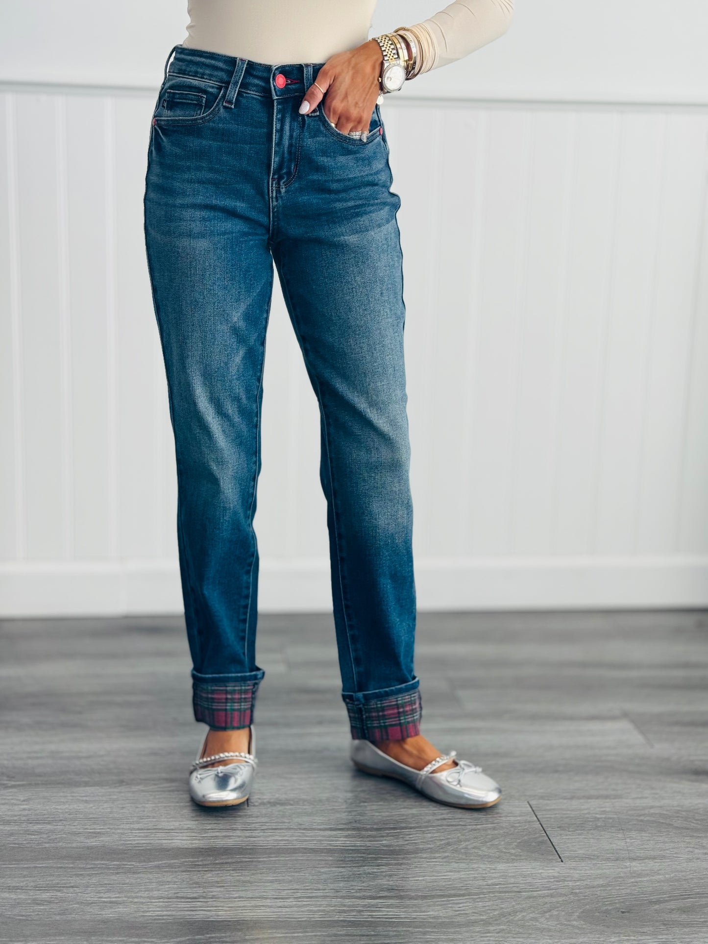 Judy Blue Perfectly Plaid Jeans (Reg. & Plus)