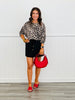 Black/Brown Leopard 3/4 Sleeves Top (Reg. & Plus)