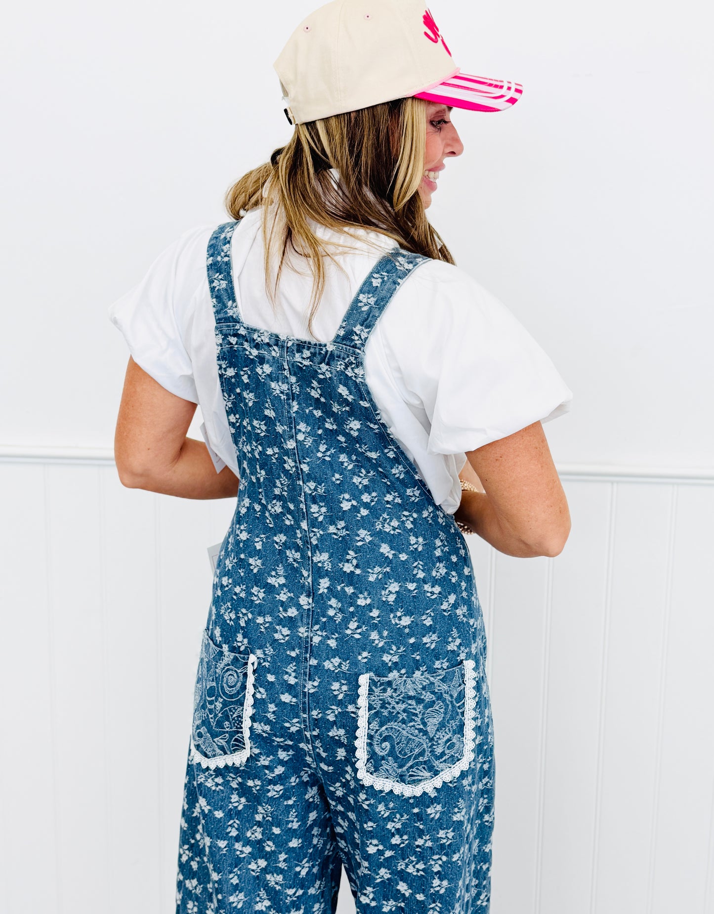 Dark Denim Ditsy Floral Jumpsuit (Reg & Plus)