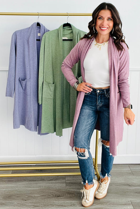 Open Cardigan With Pockets (Reg.) - 3 Colors