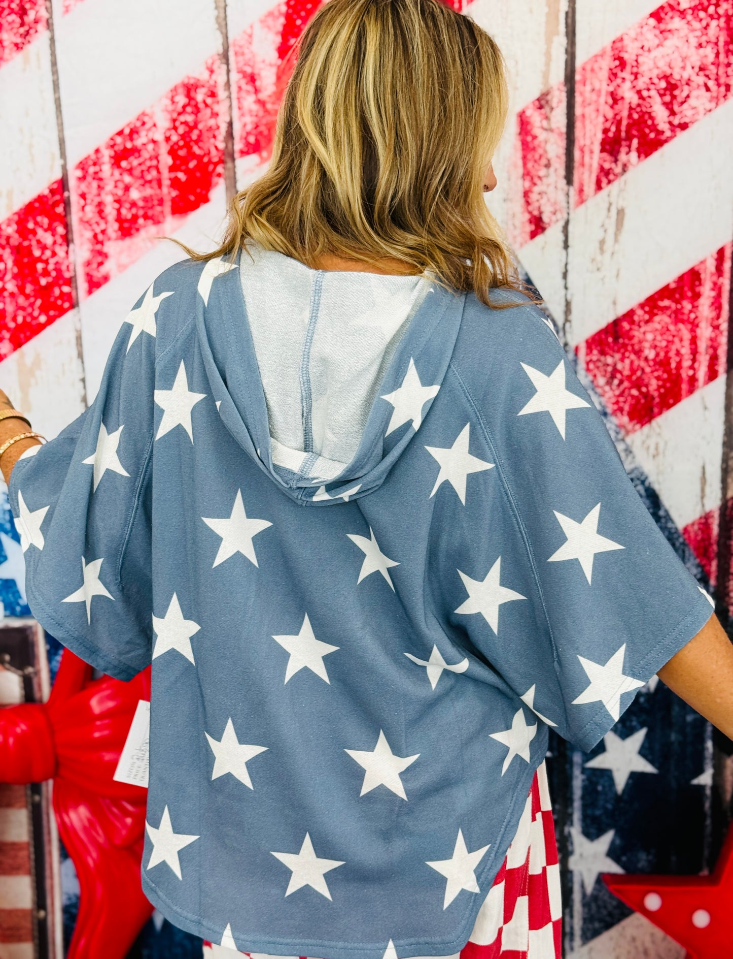 Denim Blue Stars Hoodie Top (Reg.)