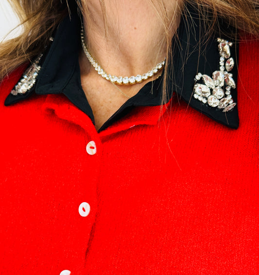 Black Crystal Embellished Collar (One Size)