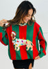 Queen Of Sparkles Green & Red Striped Weenie Dog Sweater (Reg. and Plus)
