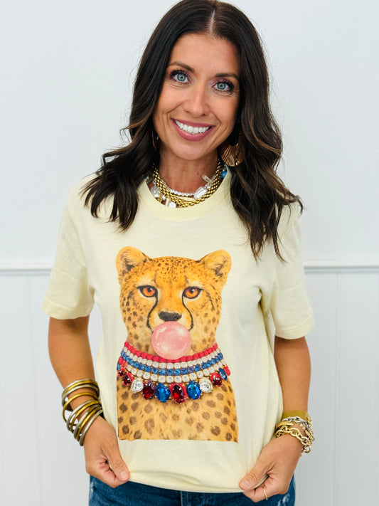 Jeweled Collar Bubblegum Leopard Tee (Reg. and Plus)