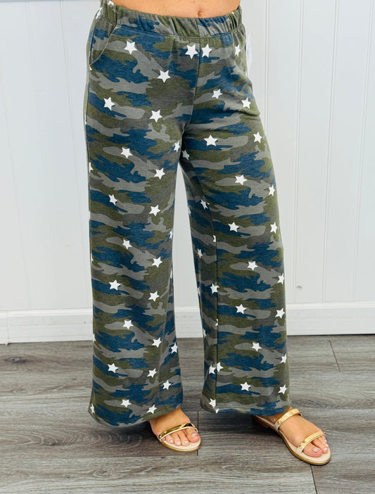 Camo Stars Wide Leg Pants (Reg. and Plus)