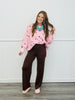 Lt Pink/Burgundy Polka Dot Oversized Sweatshirt (Reg.)