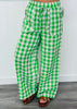 Green Gingham Print Pants (Reg.)