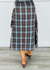 Brown/Blue Combo Plaid Wrap Midi Skirt (Reg & Plus)
