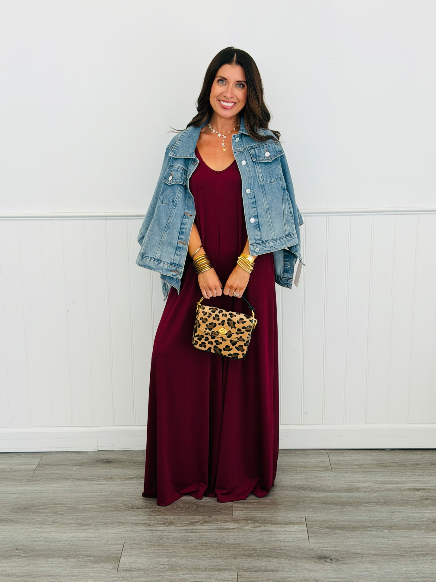 Burgundy Solid Strappy Jumpsuit (Reg & Plus)