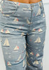 Dusty Blue Sailboat Print Pants (Reg.)