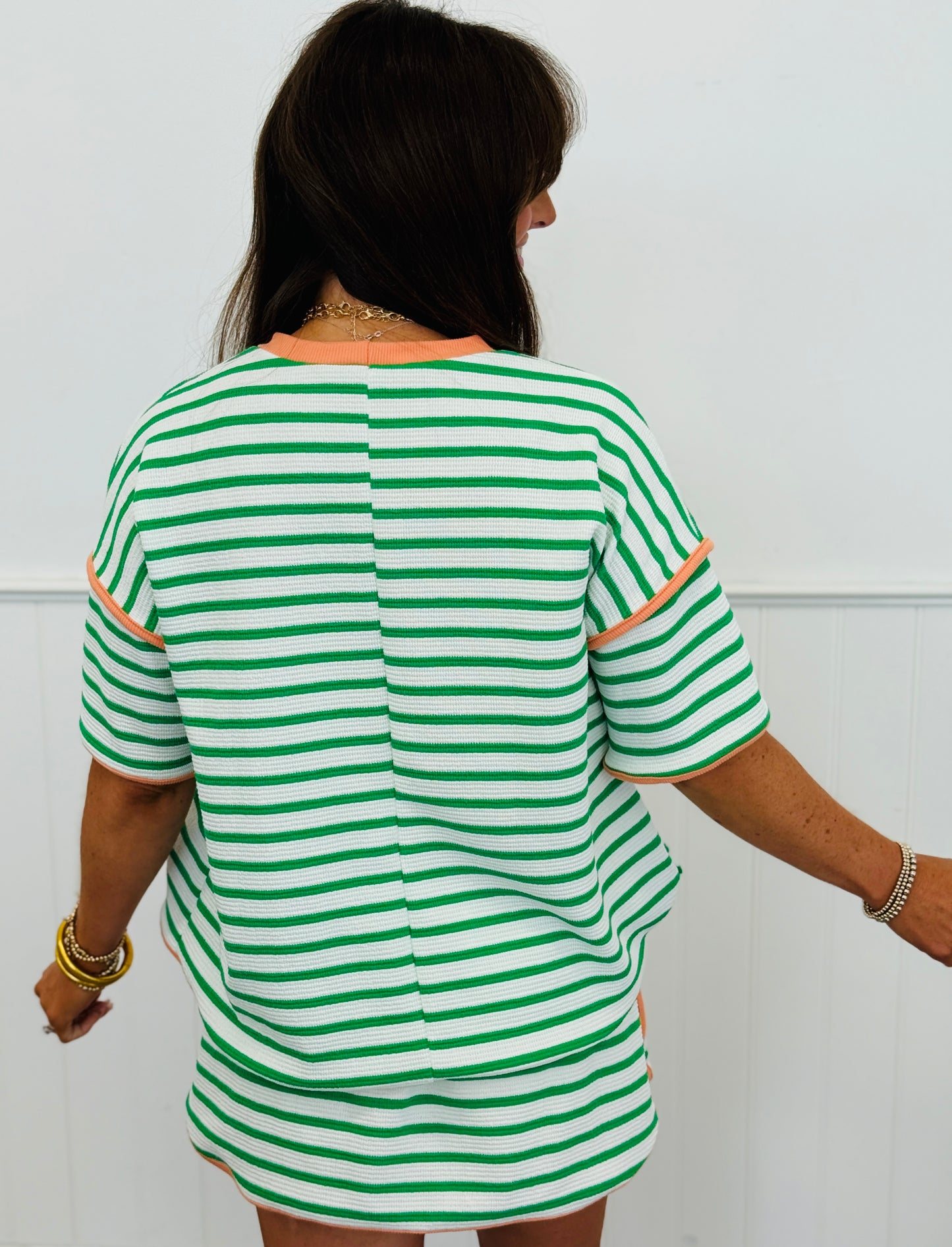 Striped Contrast Trim Boxy Top (Reg. and Plus) - 5 Colors
