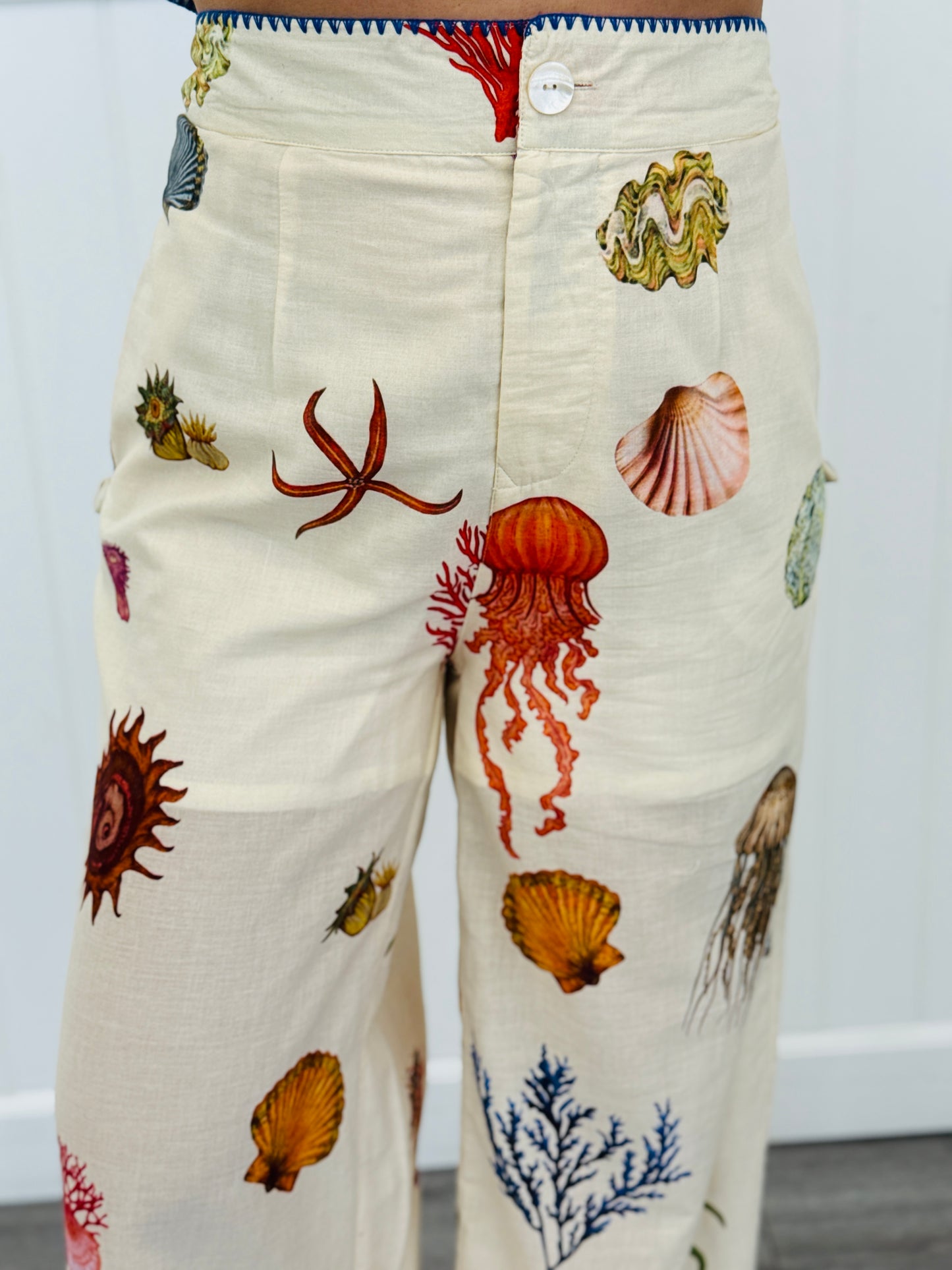 POL Cream Multi Sea Printed Pants (Reg.)