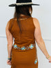 Queen Of Sparkles Brown Multi Turquoise Necklace Midi Dress (Reg. and Plus)