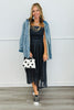 Black/Ivory Polka Dot Strapless Maxi Dress (Reg & Plus)
