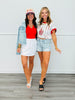Striped Sequin Baseball Elements Top (Reg. and Plus)