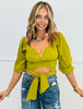 Chartreuse V Wire Off Shoulder Crop Top (Reg.)