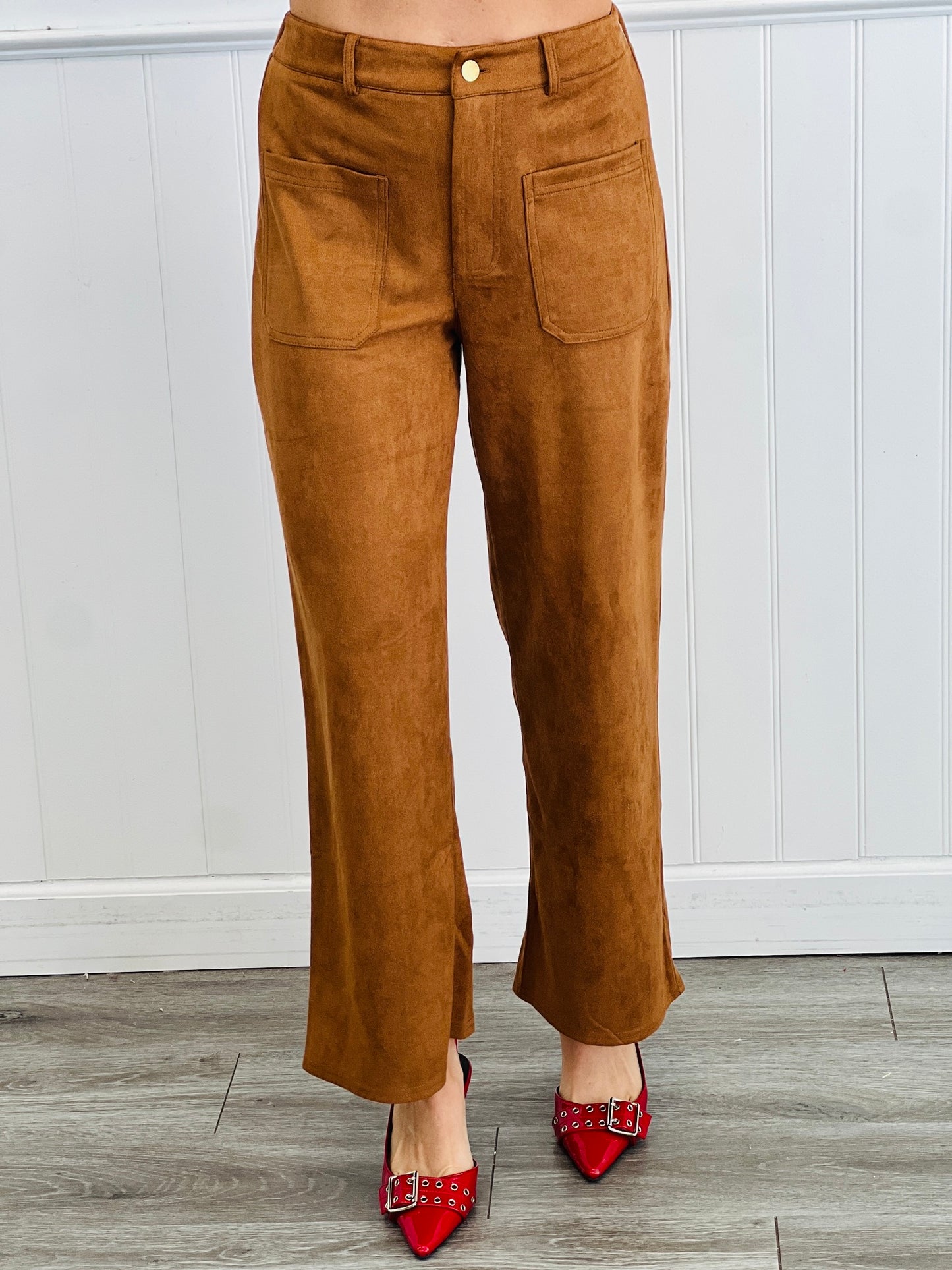 Camel Suede Front Pocket Pants (Reg.)
