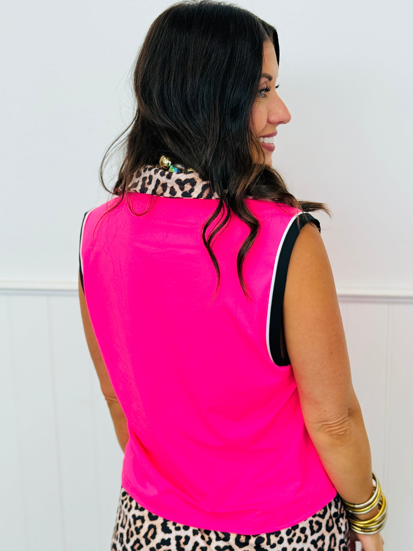 Neon Pink Safari Chic Everyday Polo Tank (Reg. and Plus)