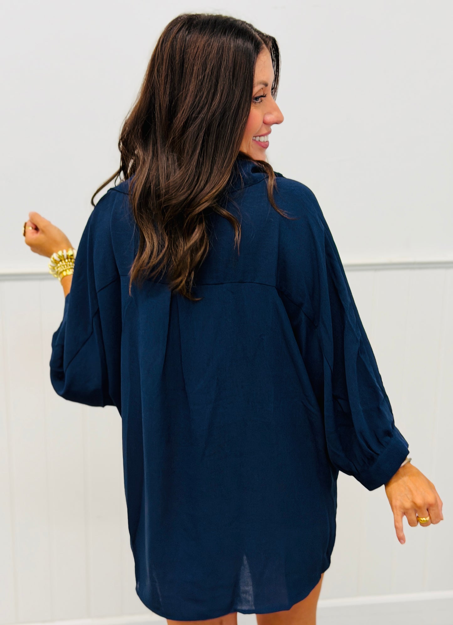 Navy Sloane Button Up Top (Reg. and Plus)
