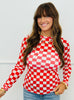 Red Checkered Alyssa Mesh Top (Reg. and Plus)
