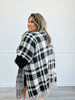 White/Black Plaid Sweater Poncho (Plus)