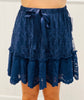 Lace Tiered Satin Bow Mini Skirt (Reg.)-3 Colors