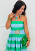 Green Stripe Belted Strapless Midi Dress (Reg.)