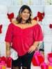 Red Holiday Sparkle Sweetheart Neckline Top (Reg & Plus)