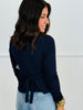 Navy Babydoll Tie Back  Blouse (Reg.)