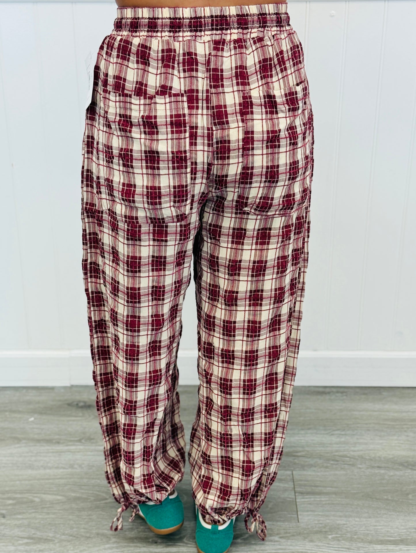 Wine Check Drawstring Lounge Pants (Reg & Plus)
