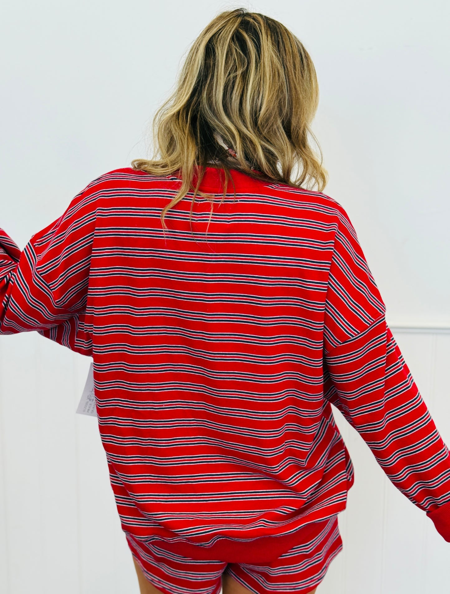Red/Navy Stripe Button Up Jacket (Reg.)