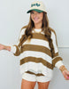 Khaki/White Striped Oversized Sweater Top (Reg.)
