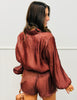 Brown Button Down Organza Top & Short Sets (Reg.)