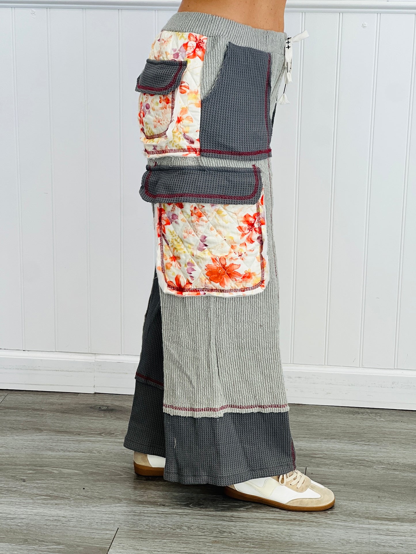 POL Grey Thermal Floral Quilted Pants (Reg.)