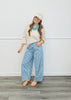 Washed Denim Polka Dot Wide Leg Barrel Pants (Reg.)